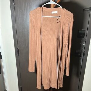 Primark Tan Cardigan Sweater Lightweight Ribbed Knit